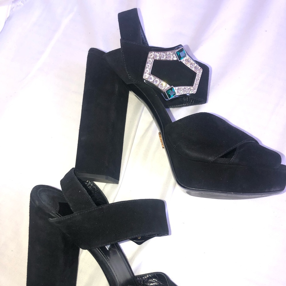 Prada Jeweled Velvet Platform Heel
